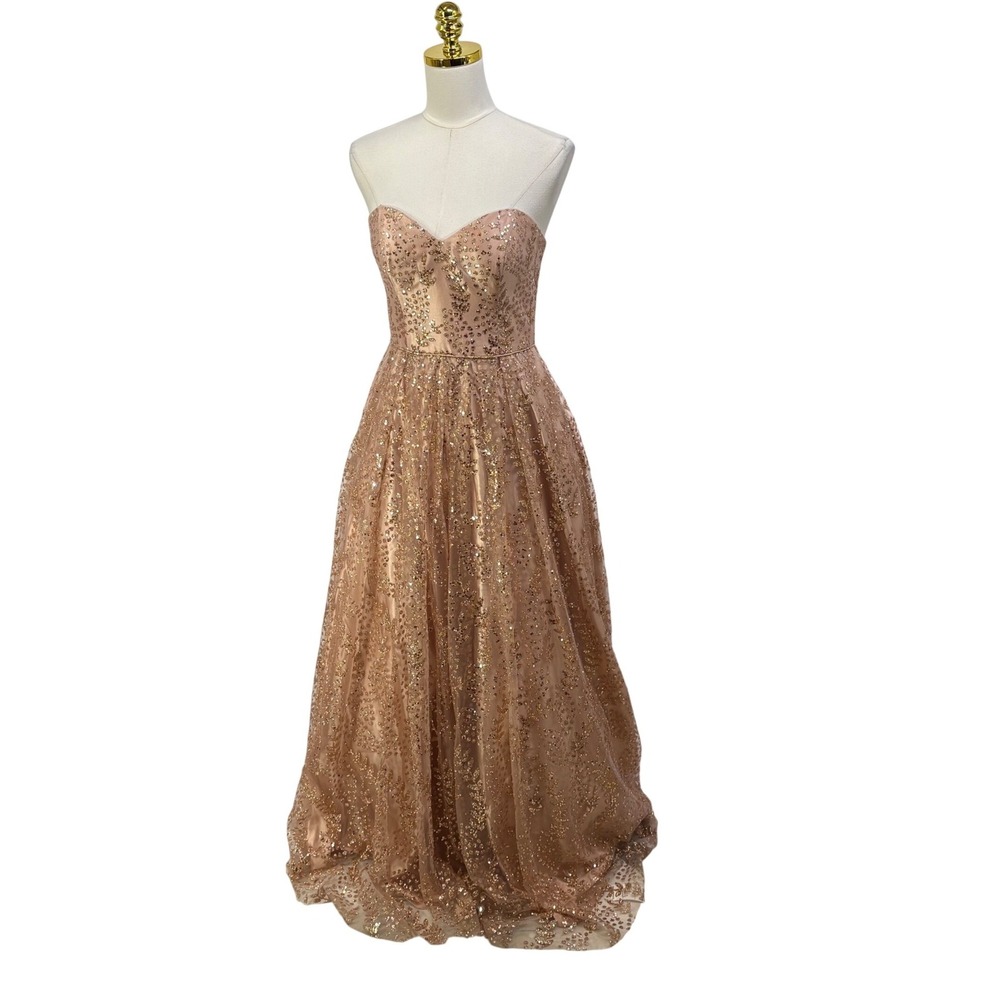 VTG Blondie Nites Rose Gold Fairy Glitter Ethereal Sweetheart Prom Gown Dress 5